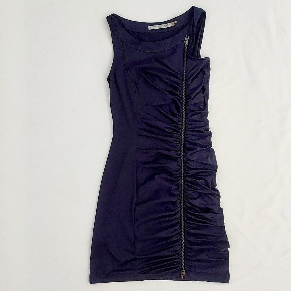 Marc New York by Andrew Marc Women's Sleeveless Front Side Zipper Ruche Dress 2